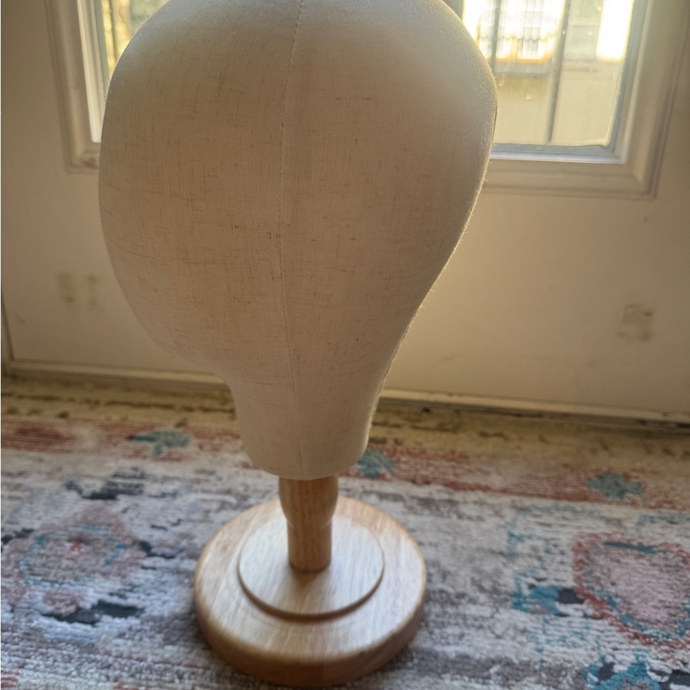 Chadwick Beige Mannequin Head with Wooden Base - Picture 6 of 6